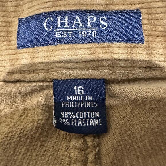 Chaps Size 16 Camel Corduroy Pants Excellent Condition Dark Khaki Winter - Picture 3 of 7